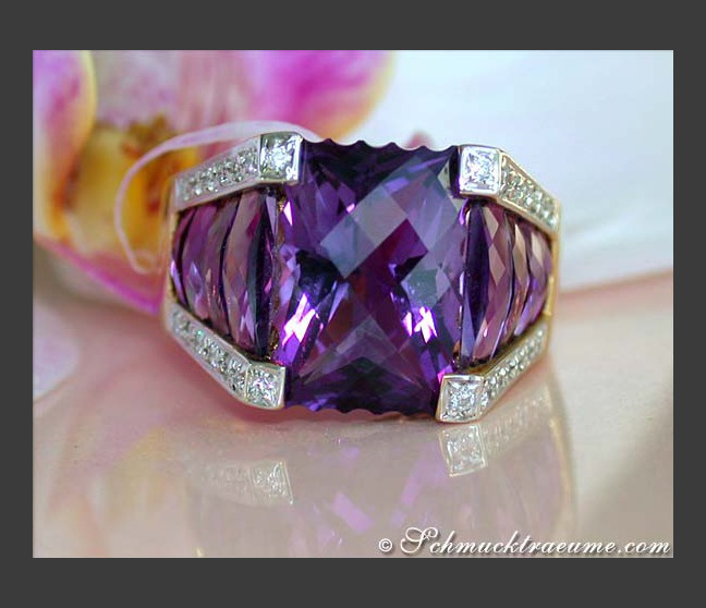 Unique Amethyst Ring with Diamonds Unique Amethyst Ring with Diamonds