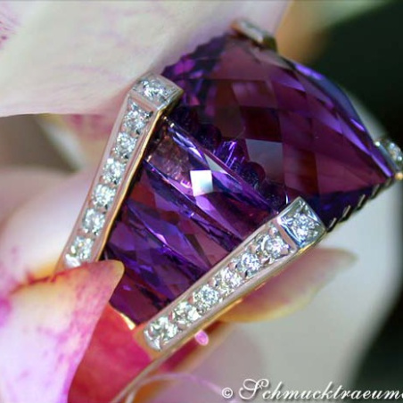 Unique Amethyst Ring with Diamonds