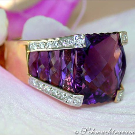 Unique Amethyst Ring with Diamonds