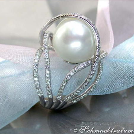 Südseeperle Ring mit Brillanten