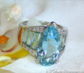 Huge Aquamarine Pear Ring with Diamonds
