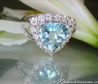 Glorious Aquamarine Ring with Diamonds