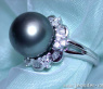 Edler Tahitiperle Ring mit Diamanten (Baguette & Brillant Schliff)
