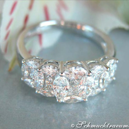 Exquisite Marquise and Princess Cut Diamond Ring