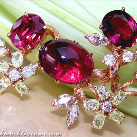 Spectacular Pink Tourmaline Diamond Blossom Ring