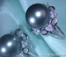 Edler Tahitiperle Ring mit Diamanten (Baguette & Brillant Schliff)