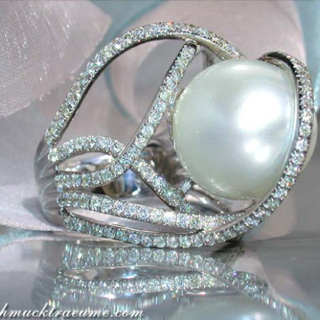 Südseeperle Ring mit Brillanten