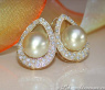 Golden Southsea Pearl Studs with Diamonds (Mikimoto Design)
