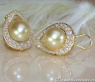 Golden Southsea Pearl Studs with Diamonds (Mikimoto Design)