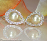 Golden Southsea Pearl Studs with Diamonds (Mikimoto Design)