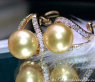 Attractive Golden South Sea Pearl Earrings with Diamonds