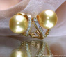 Attractive Golden South Sea Pearl Earrings with Diamonds