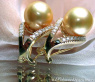 Attractive Golden South Sea Pearl Earrings with Diamonds