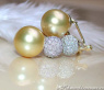 Golden Southsea Pearl Earrings with Diamond Pavé Balls