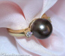Pretty Tahitian Pearl Ring with Diamonds