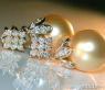 Goldene Südseeperlen Ohrringe mit Diamanten