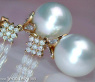 Southsea Pearl Earrings with Diamond Squares