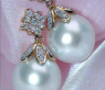 Southsea Pearl Earrings with Diamond Squares