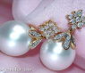 Southsea Pearl Earrings with Diamond Squares