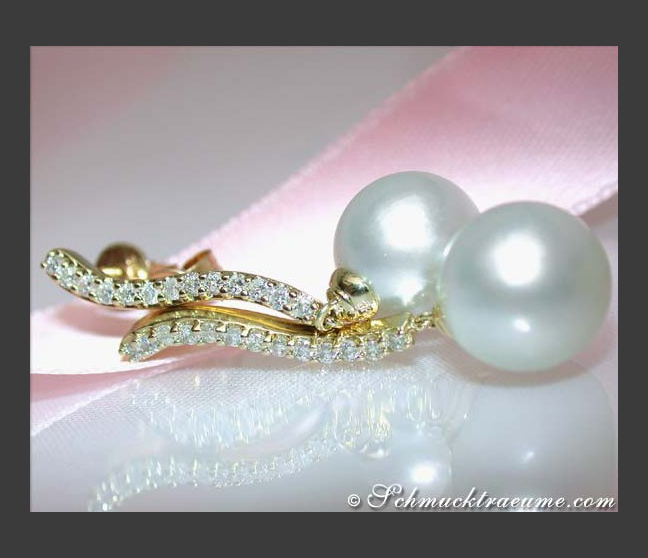 Picture Perfect South Sea Pearl Earrings with Diamonds Picture Perfect South Sea Pearl Earrings with Diamonds