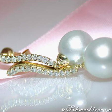 Picture Perfect South Sea Pearl Earrings with Diamonds