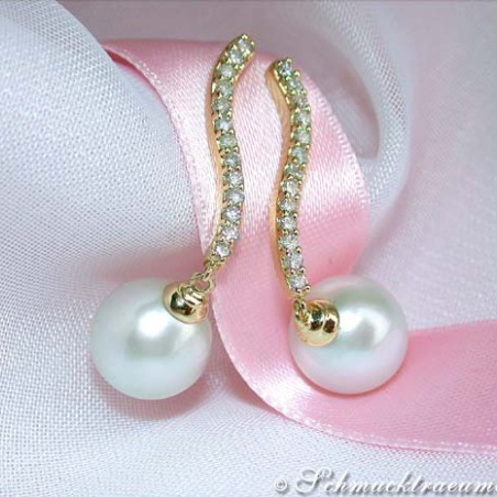 Picture Perfect South Sea Pearl Earrings with Diamonds