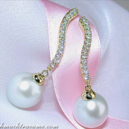 Picture Perfect South Sea Pearl Earrings with Diamonds