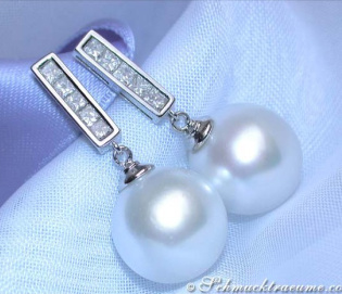 Timeless Southsea Pearl Earrings with Diamonds