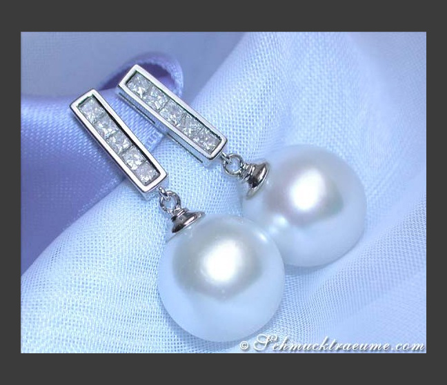 Timeless Southsea Pearl Earrings with Diamonds Timeless Southsea Pearl Earrings with Diamonds