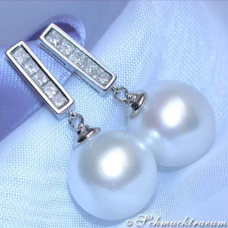 Timeless Southsea Pearl Earrings with Diamonds