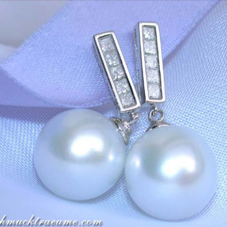 Timeless Southsea Pearl Earrings with Diamonds