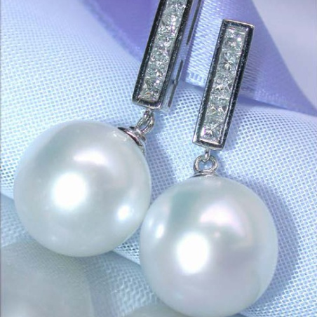 Timeless Southsea Pearl Earrings with Diamonds