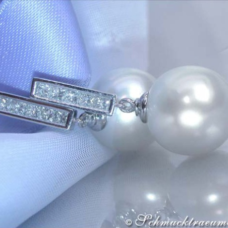 Timeless Southsea Pearl Earrings with Diamonds