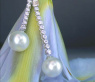 Long Southsea Pearl Dangling Earrings with Diamonds