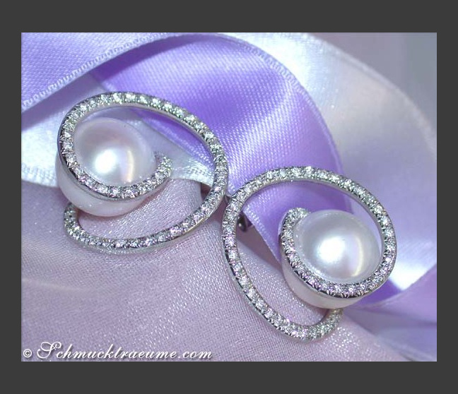 Fabulous Southsea Pearl Earrings with Diamonds Fabulous Southsea Pearl Earrings with Diamonds
