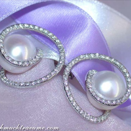 Fabulous Southsea Pearl Earrings with Diamonds