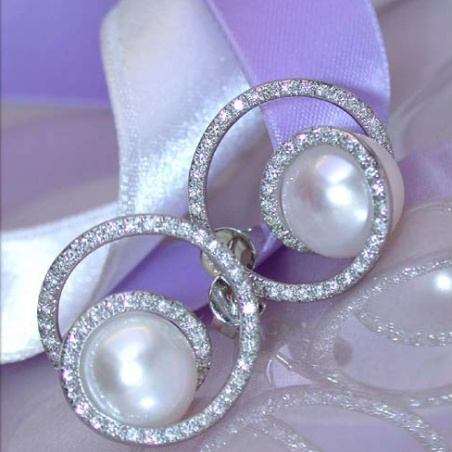 Fabulous Southsea Pearl Earrings with Diamonds
