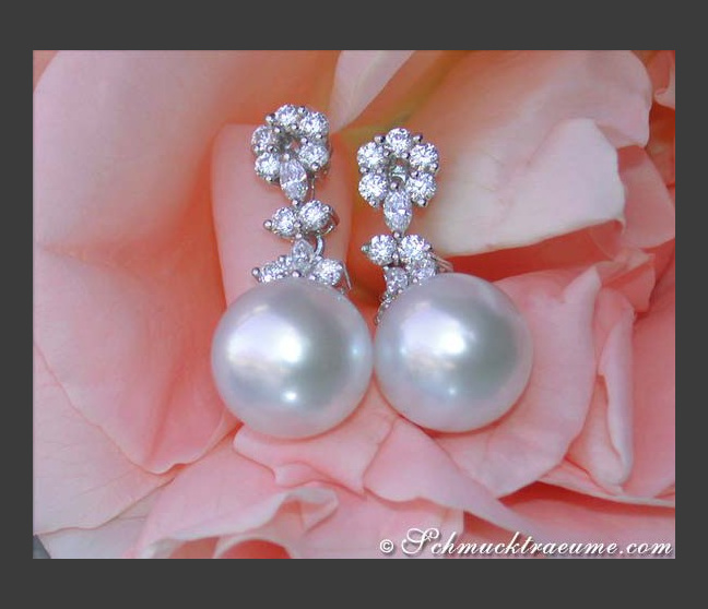 Unique Southsea Pearl Earrings with Diamonds Unique Southsea Pearl Earrings with Diamonds