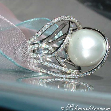 Südseeperle Ring mit Brillanten