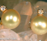 Bright Golden Southsea Pearl Studs with Diamonds