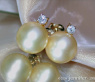 Bright Golden Southsea Pearl Studs with Diamonds