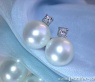 Beautiful Southsea Pearl Studs with Diamonds in White gold 14k