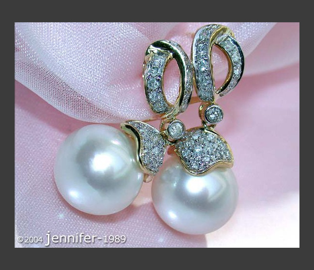 Timelessly Elegant Southsea Pearl Earrings with Diamonds Timelessly Elegant Southsea Pearl Earrings with Diamonds