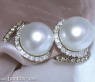 Southsea Pearl Studs with white & brown Diamonds