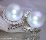 Southsea Pearl Studs with white & brown Diamonds