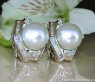 Giant Southsea Pearl Earrings with Diamonds (13,5 - 14 mm)