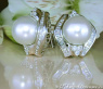Giant Southsea Pearl Earrings with Diamonds (13,5 - 14 mm)