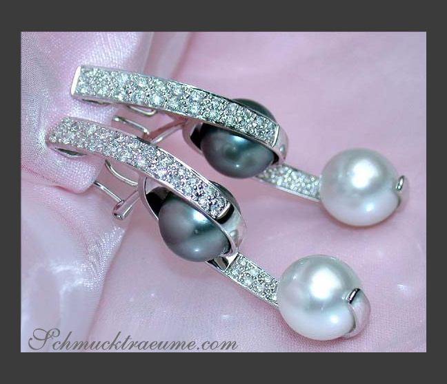 Terrific Tahitian Pearl & South Sea Pearl Earrings Terrific Tahitian Pearl & South Sea Pearl Earrings