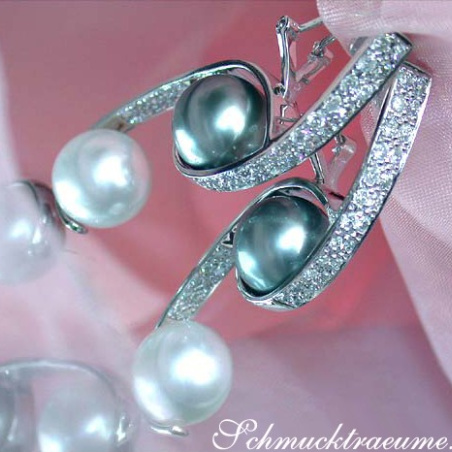 Terrific Tahitian Pearl & South Sea Pearl Earrings