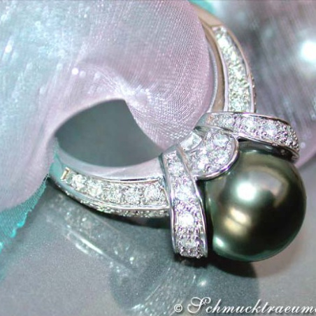 Tahitiperle Ring mit Brillanten